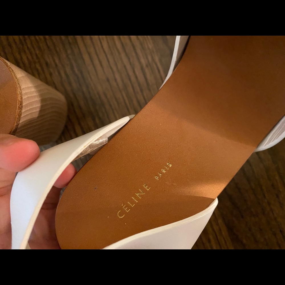 Celine White Leather Platform Sandals - Picture 8 of 10